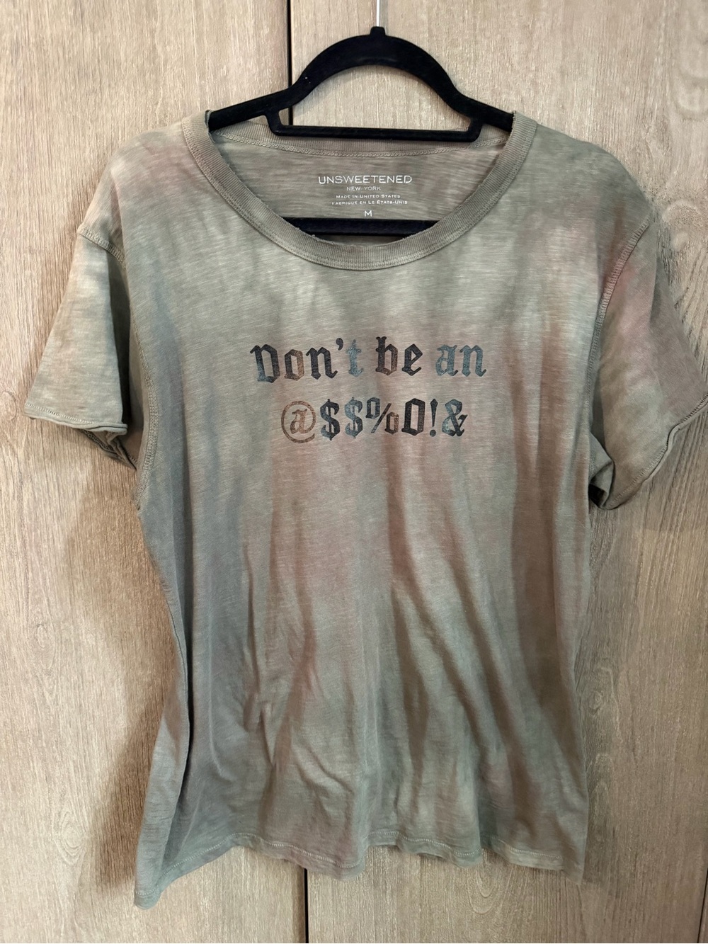 Olive Green Graphic Short Sleeve Tee - Don't Be An @$$%0!&